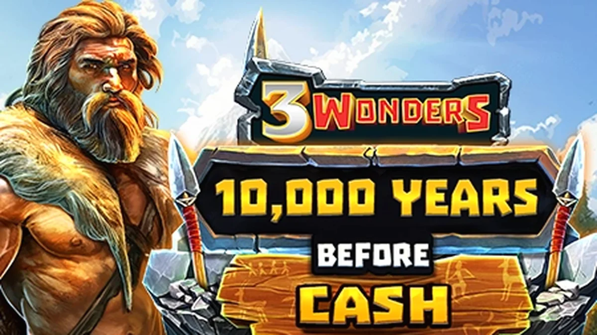 Tampilan visual slot 10,000 Years Before Cash dengan latar belakang prasejarah